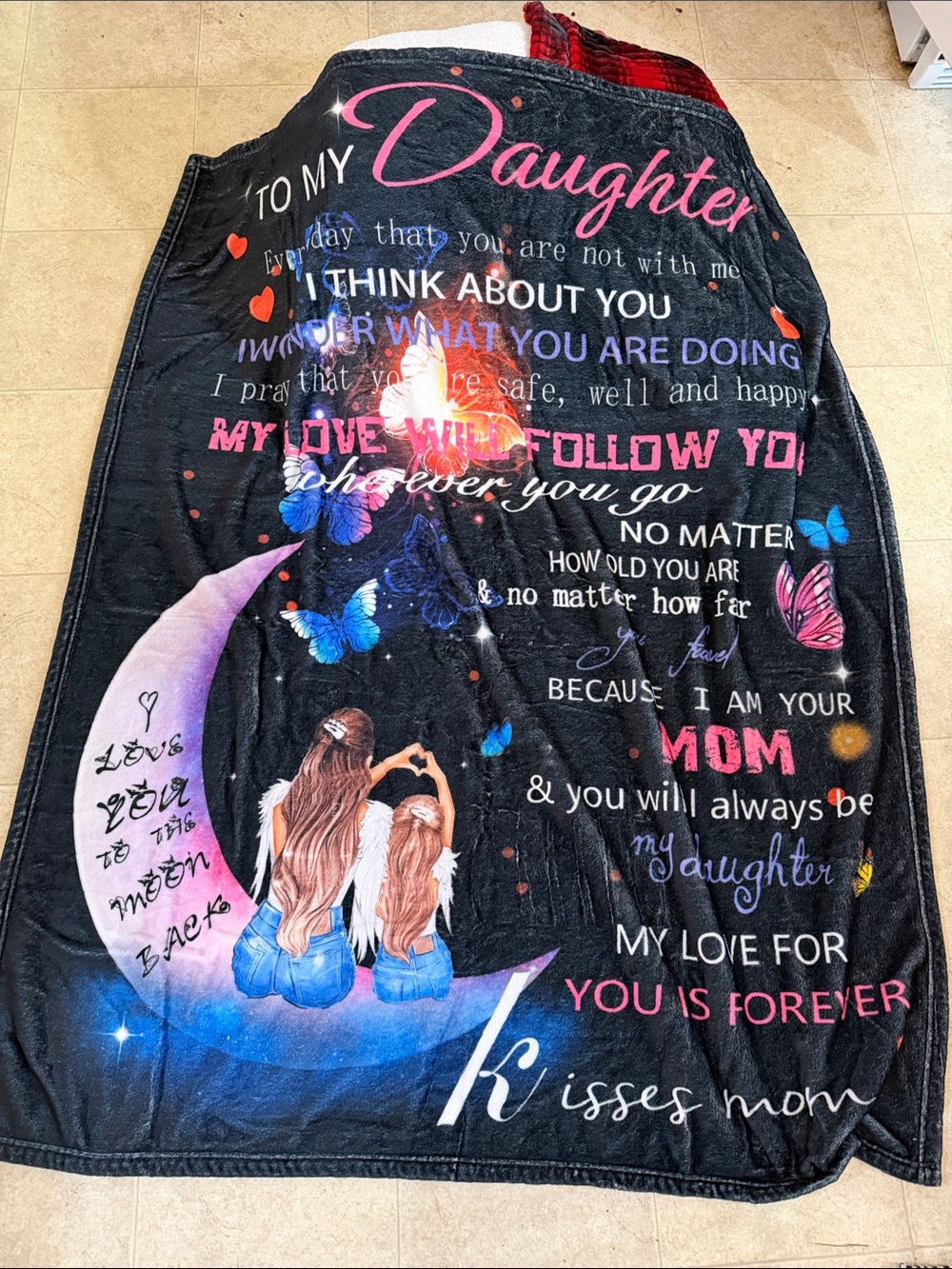 Love Mom blanket for daughter